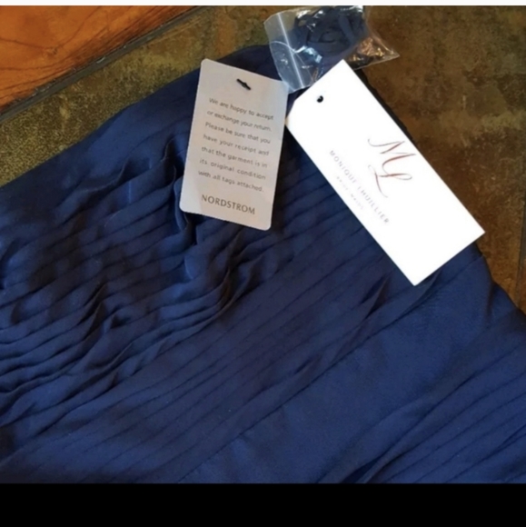 Monique Lhuillier Navy Chiffon Dress - NWT - Picture 6 of 6